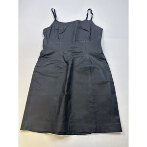Vintage Styleworks 100% Leather Black Mini Dress Size 12